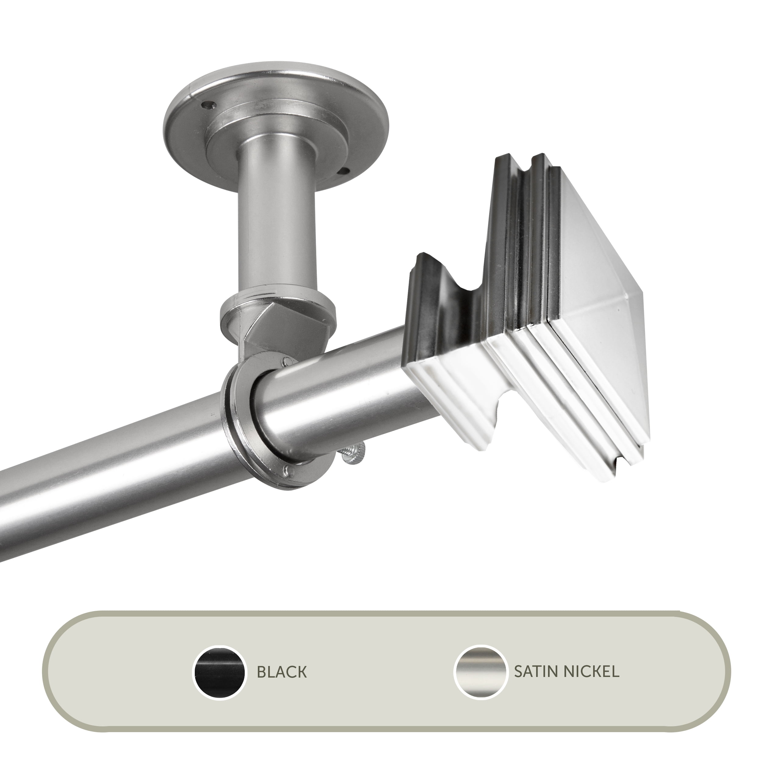 Pedestal Ceiling 1" Curtain Rod/ Room Divider 66-120 inch - Satin Nickel