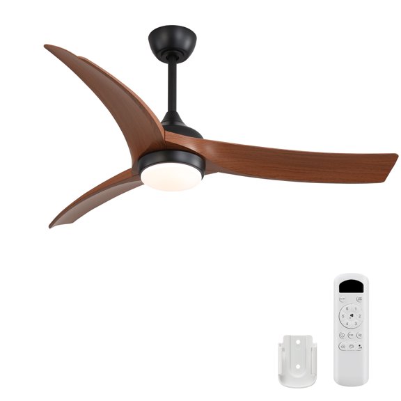 Pedestal Fan, 52 Inch Black Ceiling Fan with 3 Dark Wood Grain ABS Blades Remote Control Reversible Motor Dimmable Light and 1H/4H/8H Timer, Black Tower Fan,Abs Desk Fan, Electrical Appliances Fans