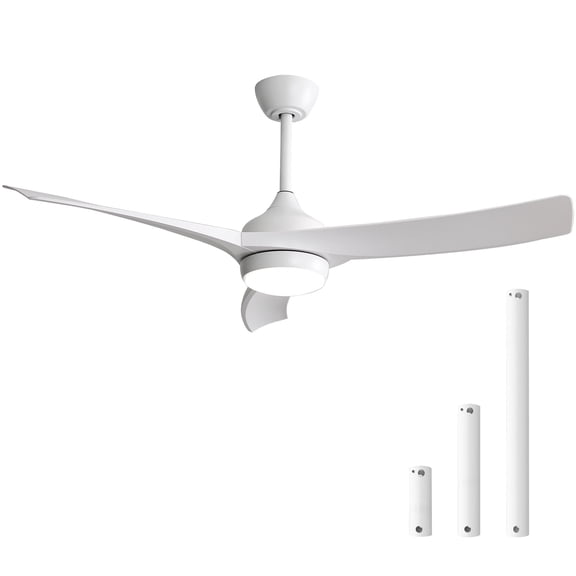 Pedestal Fan, 52 Inch Modern White Ceiling Fan with 18W LED Light and Remote Control 3 ABS Blades Noiseless Reversible DC Motor, White Tower Fan,Abs Desk Fan, Electrical Appliances Fans