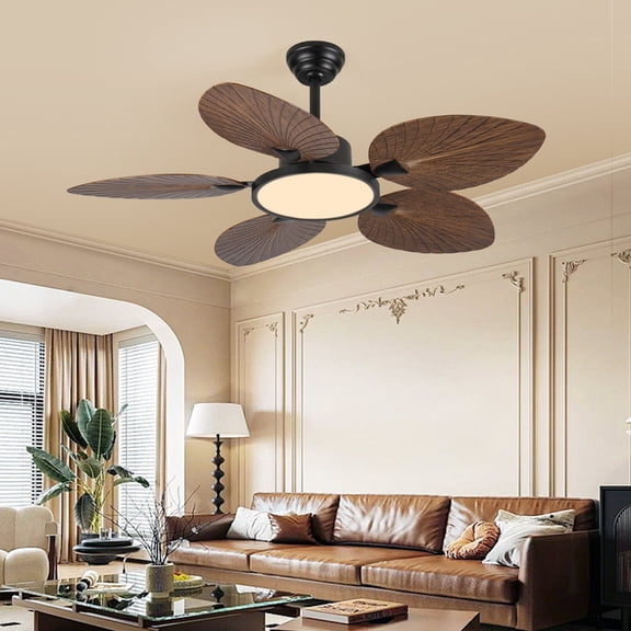 Pedestal Fan, 52inch Tropical Palm Leaf Ceiling Fan with Lights & Remote Control, Amber Tower Fan,Iron Desk Fan, Electrical Appliances Fans
