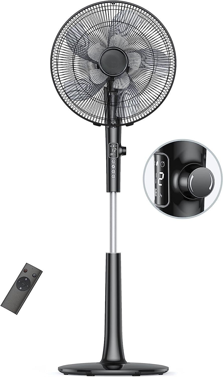 Pedestal Fan with DC Motor 16inch Oscillating Stand Fan 18 Hour Timer