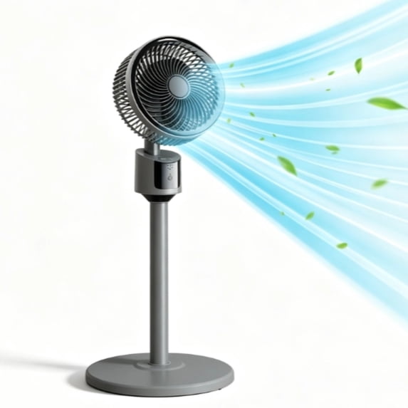 Pedestal Fan, USB Powered Air Circulator Fan, 5 Meters Long-Distance Airflow Quiet Oscillating Floor & Tabletop Fan with 3 Speed Control,Portable Standing Fan for Bedroom Office Home Camping,Gray