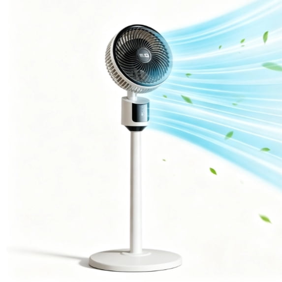 Pedestal Fan, USB Powered Air Circulator Fan, 5 Meters Long-Distance Airflow Quiet Oscillating Floor & Tabletop Fan with 3 Speed Control,Portable Standing Fan for Bedroom Office Home Camping,White