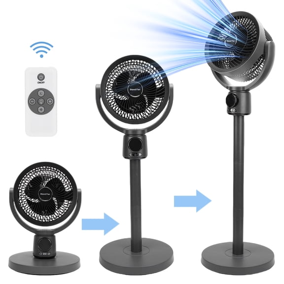 Pedestal Fan for Home, 2-in-1 Oscillating Fans for Table or Floor with Remote,5 Speeds,3 Timer,LED Light,140 Horizontal + 90 Vertical Standing Fan