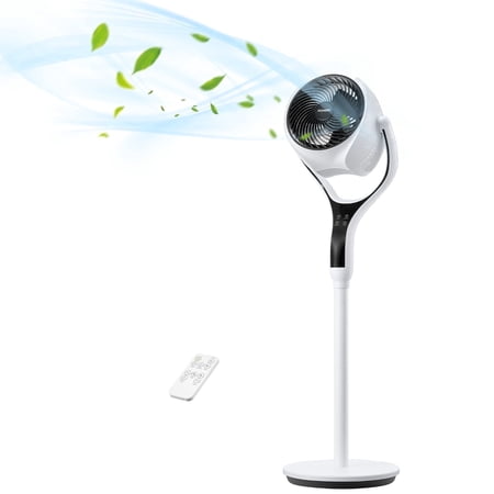 Pedestal Fan for Bedroom, FOHERE 120° Quiet Oscillating Standing Fan for Home Office, 12 Speeds, 3 Modes, 12H Timer, Rgb Lights, Remote Control, 85ft