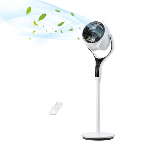 Pedestal Fan for Bedroom, FOHERE 120° Quiet Oscillating Standing Fan for Home Office, 12 Speeds, 3 Modes, 12H Timer, Rgb Lights, Remote Control, 85ft