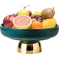 thumbnail image 1 of Pedestal Fruit Bowl, Modern Fruit Bowl with Gold Base for Home Decor, Ceramic Fruit Bowl for Kitchen Counter, 11 Inch Large Decorative Bowl for Coffee Table, Footed Bowl for Salad Breads Cakes, 1 of 6