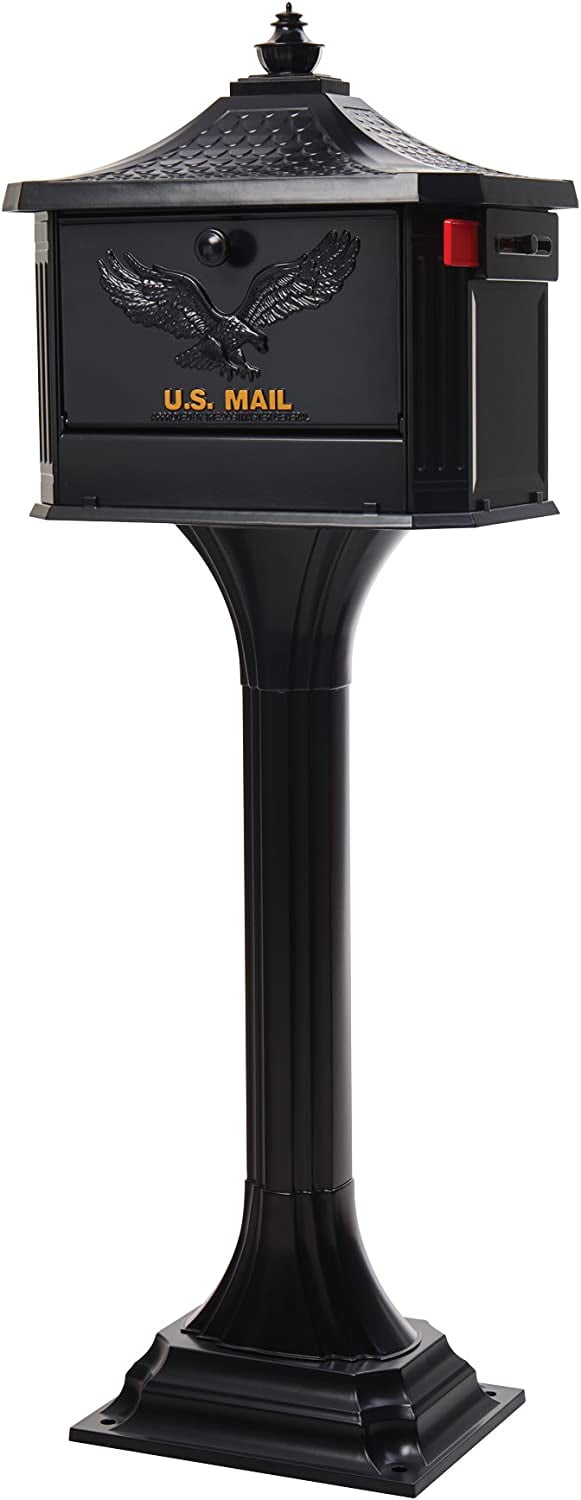 Pedestal Large Capacity Cast Aluminum Black, Mailbox & Post Combo, PED0000B
