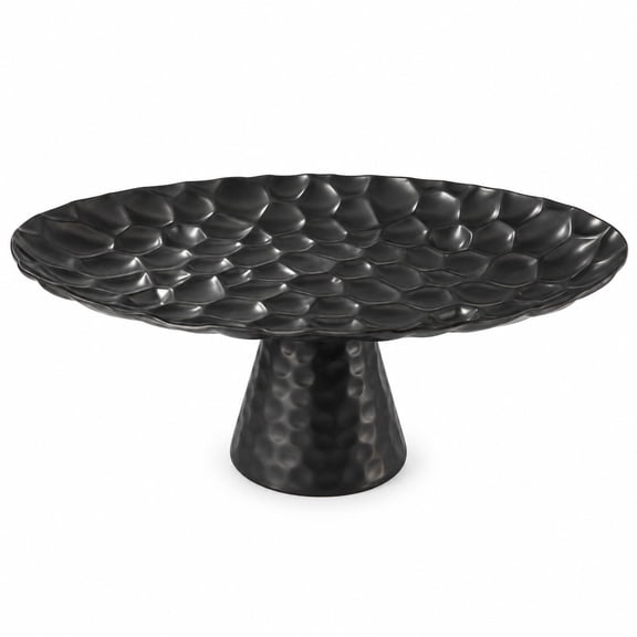 Pedestal Serving Plate, 10.4 In Decorative Cake Stand, Textured Fruit Dessert Display Tray, Modern Serving Platter for Kitchen Table Party Decor