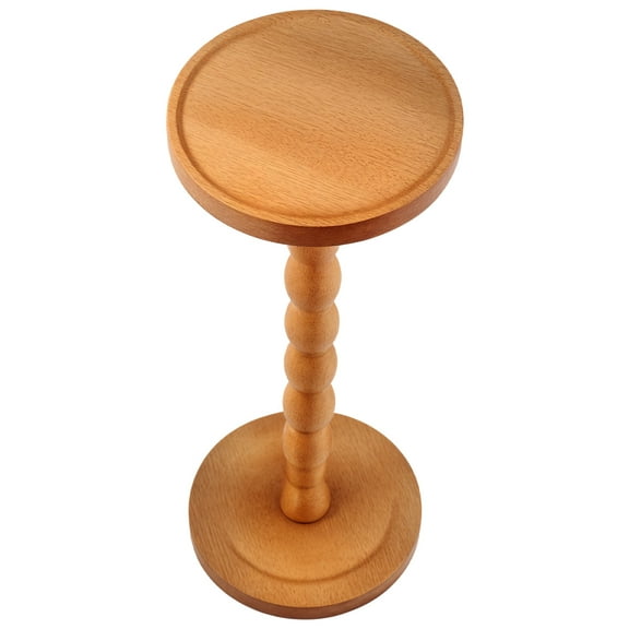 Pedestal Side Table Solid Wood Small Round Side Table with Weighted Base Space Saving Pedestal End Table for Bedroom Sofa Couch Bathtub Balcony