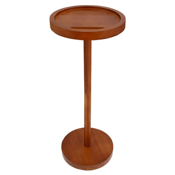 Pedestal Side Table Wooden Pedestal Table Weighted Base Drink Table Enduring Pedestal Side Table for Small Spaces with Phone Holder for Home Room