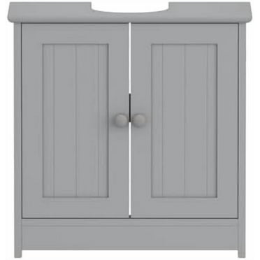 Pedestal Sink Bathroom Vanity Cabinet, Under Sink Bathroom Cabinet with 2 Doors and Shelf (Grey)