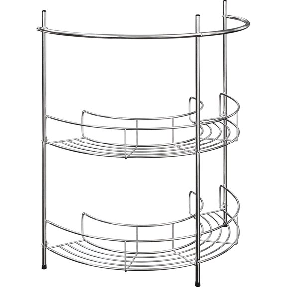 Pedestal Sink Organizer - Compact Under the Sink Rack with 2 Storage Shelves and Towel Holder - Space Saving Bathroom Storage by