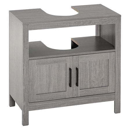 Pedestal Sink Storage Cabinet, Bathroom Under Sink Cabinet with 2 Doors and Open Shelf, Bathroom Vanity, Gray