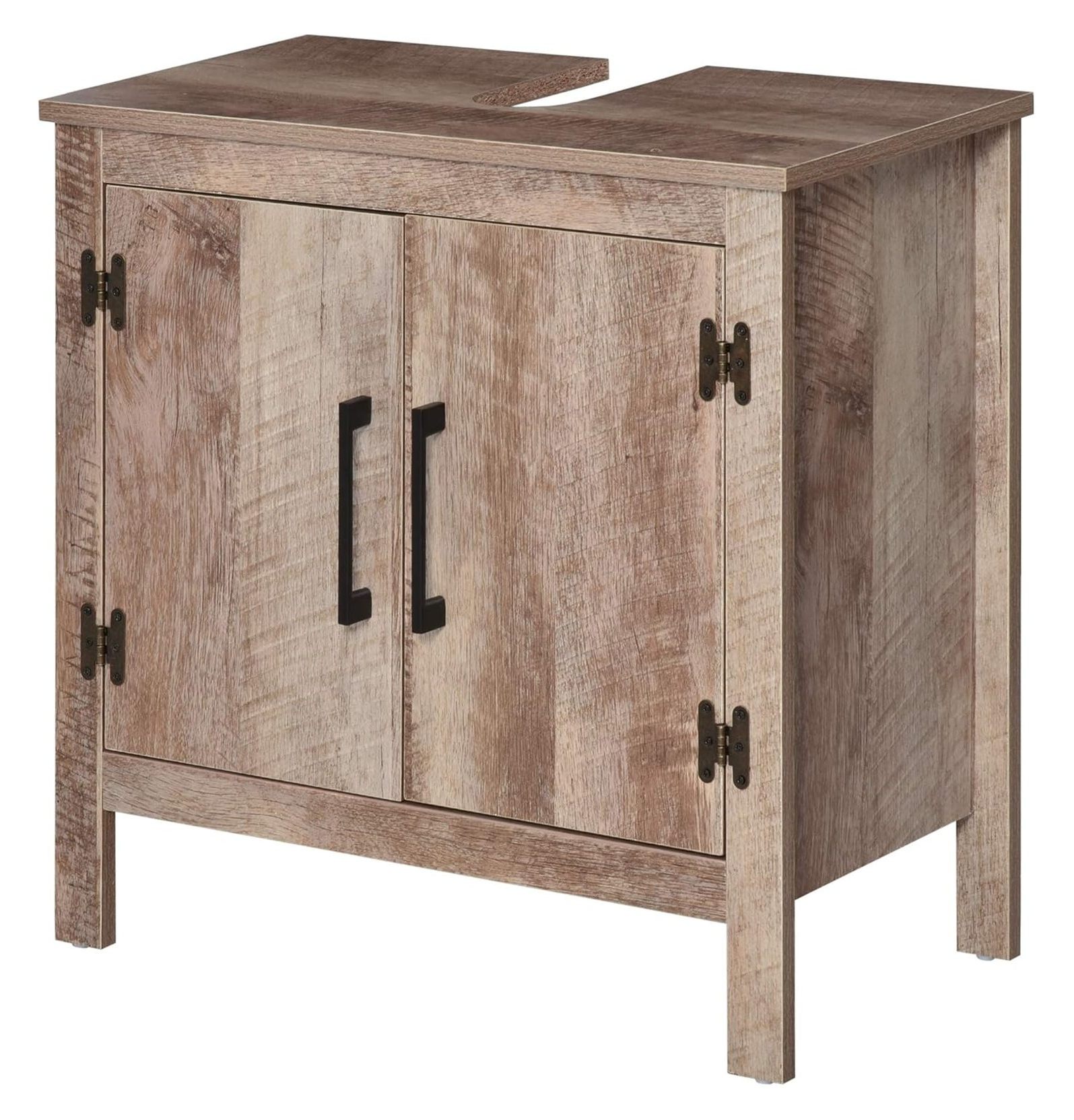 Pedestal Sink Storage Cabinet, Rustic Under Sink Cabinet, Bathroom Vanity Cabinet with Double Door Space Saver Organizer, Barnwood