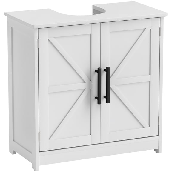 Pedestal Sink Storage Cabinet with 2 Barn Doors and Adjustable Shelf, Freestanding Bathroom Cabinet, 23.6 in L x 11.8 in W x 23.6 in H, MDF
