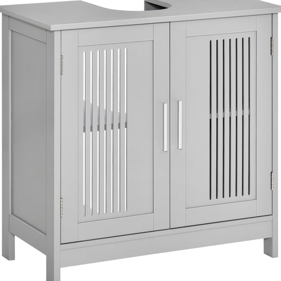 Pedestal Sink Under Cabinet | Provide More Bathroom Storage | MDF + Metal Material | Double Doors Keep Items Safe