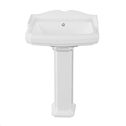 Pedestal Sink   Vintage Bathroom 19 x 23 Inch Retro White Ceramic Sink with Overflow Hole   Freestanding with 3 Pre-Drilled Holes for 4 Inch Faucets