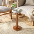 thumbnail image 1 of Pedestal Small Drinking Table, Farmhouse Tray Top End Table, Distressed Finish, White Tabletop, Wooden Legs, 1 of 6
