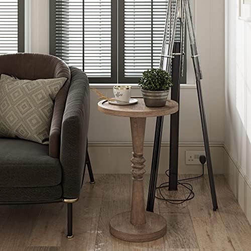 Espresso Round Wood Pedestal Tray Top End Table
