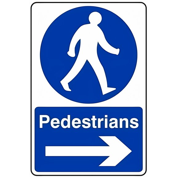 Pedestrian Access Route Warning Caution #3 Sign - 8"x12" Durable Tin Wall Decor, Pedestrian Safety Humor Decor for Home Garage Yard Workplace