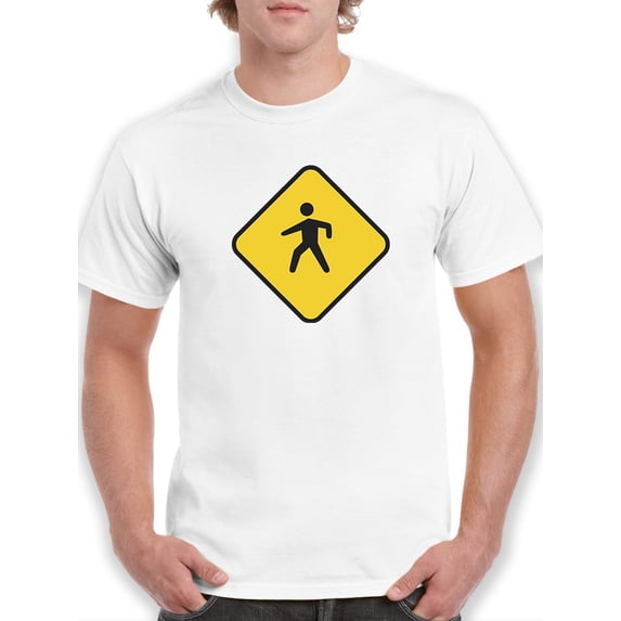 Pedestrian Crossing Warning T-Shirt Men -Smartprints Designs, Male x-Large