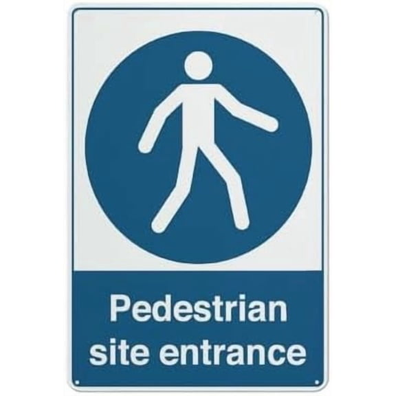 Pedestrian Site Entrance Sign 12 X 8 Inch Metal Sign, Rustproof Aluminum, Multicolor