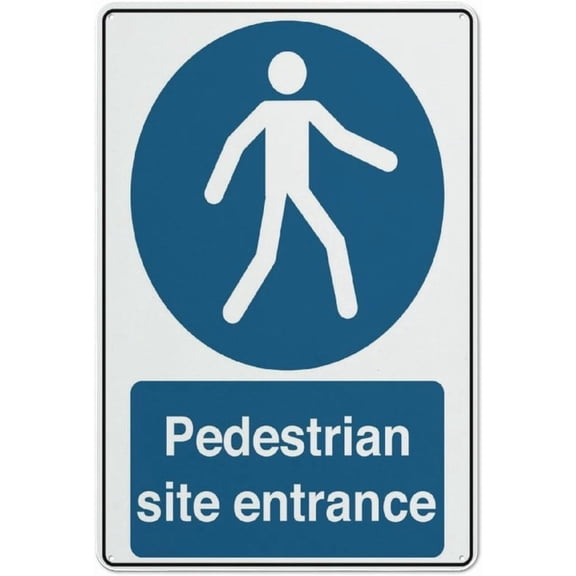 Pedestrian Site Entrance Warning Security Outdoor Sign - 8"x12", Reflective, Weatherproof - Construction Site, Factory, Warehouse, Industrial Site