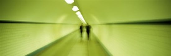 Pedestrian Tunnel Blurred Motion Canvas Art - Panoramic Images (36 x 13)