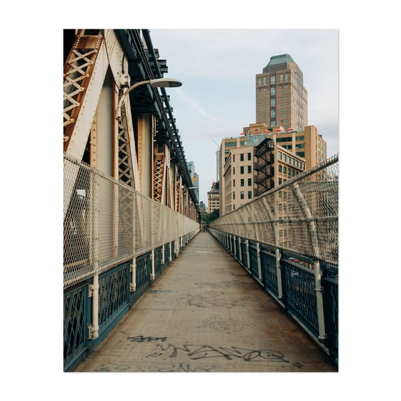 Pedestrian Walkway, Manhattan Bridge - Manhattan New York Photography Bridge Cityscape Architecture Street Photography City Graffiti Unframed Wall Art Print 9 x 12 inches