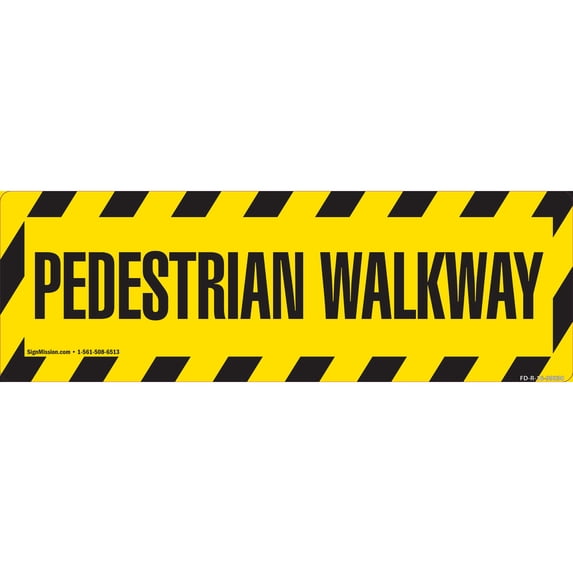 Pedestrian Walkway Non-Slip Floor Marker | 6 Pack of 6" X 18" Vinyl Decal | Protect Your Business, Work Place & Customers | Made in The USA