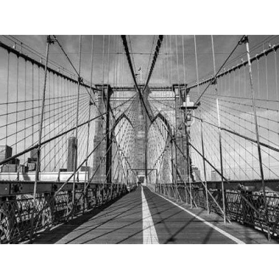 Pedestrian walkway on Brooklyn bridge, New York Poster Print by Assaf Frank (18 x 24)
