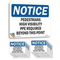 thumbnail image 1 of Pedestrians High Visibility PPE Required OSHA Notice Vinyl Decal Label 7 Inch x 5 Inch - 10 Pack, 1 of 6