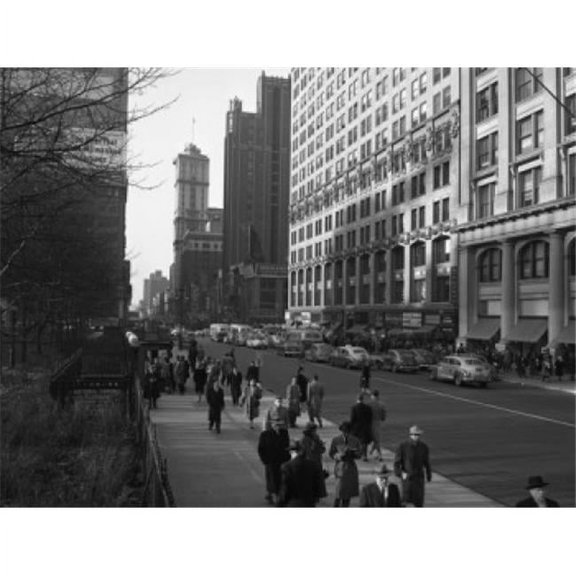 Pedestrians on Sidewalk Poster Print - 18 x 24 in.