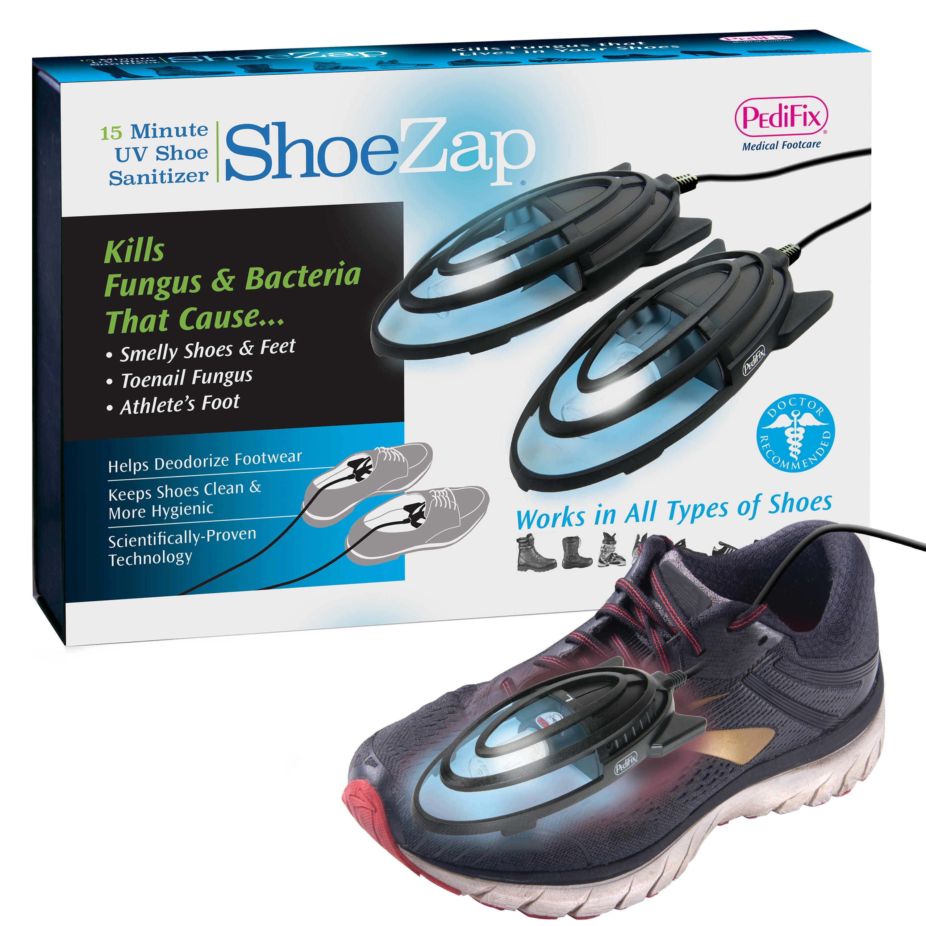 ShoeZap UV Shoe Sanitizer, 15-Minute Germicidal Disinfectant