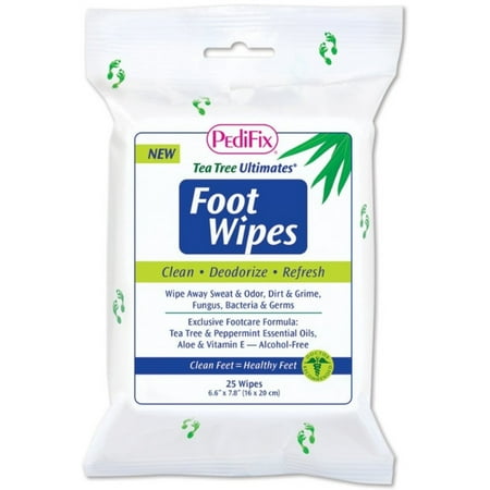 PediFix Tea Tree Foot Wipes, 25 ea