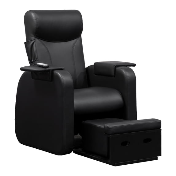 PediPlush Pedicure Chair Lounge Nail Chair Non-Plumbing, Reclining, Adjustable with Manicure Tray Armrest, Black