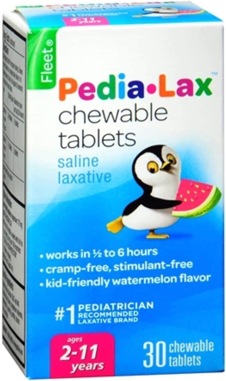 PediaLax Children's Chewable Magnesium Hydroxide Laxative Tablets, Watermelon Flavor, 30Count