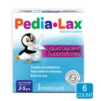 Pedia-Lax Laxative Liquid Glycerin Suppositories for Kids, Ages 2-5, 6 Count