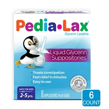 Pedia-Lax Laxative Liquid Glycerin Suppositories for Kids, Ages 2-5, 6 Count