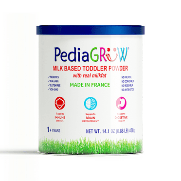 PediaGROW Toddler Nutritional Milk Formula, Made in France, Grass-Fed Milk with DHA & Iron, Non-GMO, Clean Label Certified - 14.1 oz