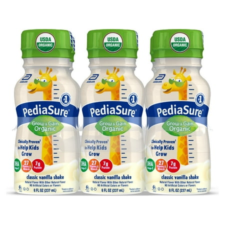 PediaSure Grow & Gain Organic Nutritional Shake, Vanilla, 8 oz Bottle (6 Count)