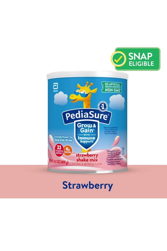 Grow & Gain Shake Mix Powder, Strawberry, 14.1 oz Can, 8 Servings