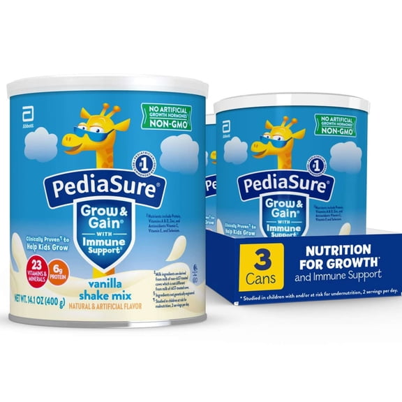 PediaSure Grow & Gain Shake Mix Powder, Vanilla, 14.1 oz Can, 24 Servings