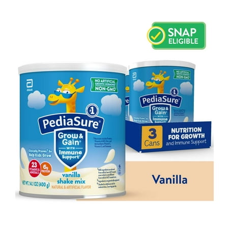 PediaSure Grow & Gain Shake Mix Powder, Vanilla, 14.1 oz Can, 24 Servings