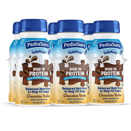 PediaSure SideKicks, Kids Protein Shake, Chocolate, 8-fl-oz Bottle, Pack of 6