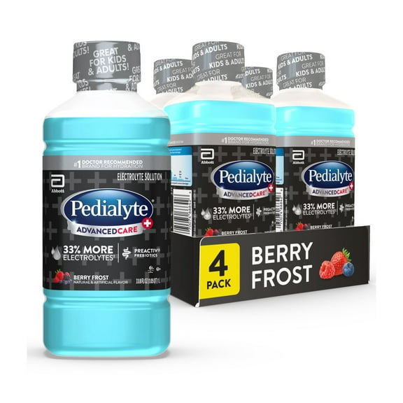 Pedialyte AdvancedCare Plus Electrolyte Drink, Berry Frost, 1 Liter, Pack of 4