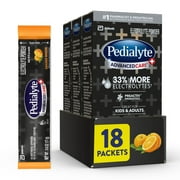 Pedialyte AdvancedCare Plus Electrolyte Powder, with 33% More Electrolytes and PreActiv Prebiotics, Orange Breeze, Electrolyte Drink Powder Packets, 0.6 oz, 18 Count
