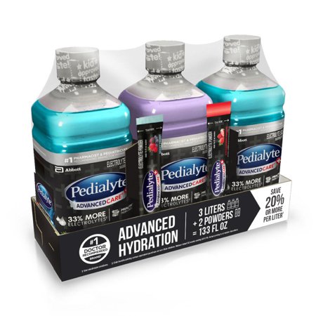 Pedialyte AdvancedCare, 3 - 1 Liter Bottles and 2 Powder Packets