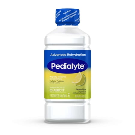 Pedialyte Advanced Rehydration Electrolyte Drink, Lemon Lime, 1 Liter